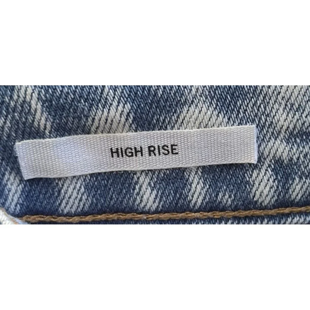 Bershka Raw Hem 90s Micro Mini High Rise Stretch Denim Jean Skirt Womens 2 Blue